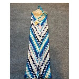 Blue and White Chevron Maxi Dress